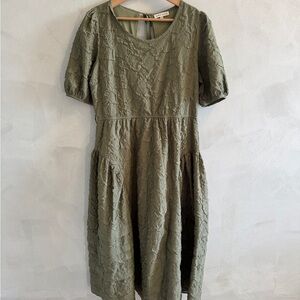 Moon River - Olive Textured Midi Dress